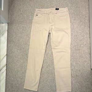 Beige Straight-Leg Pants